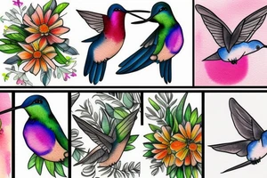 watercolour hummingbird tattoo idea
