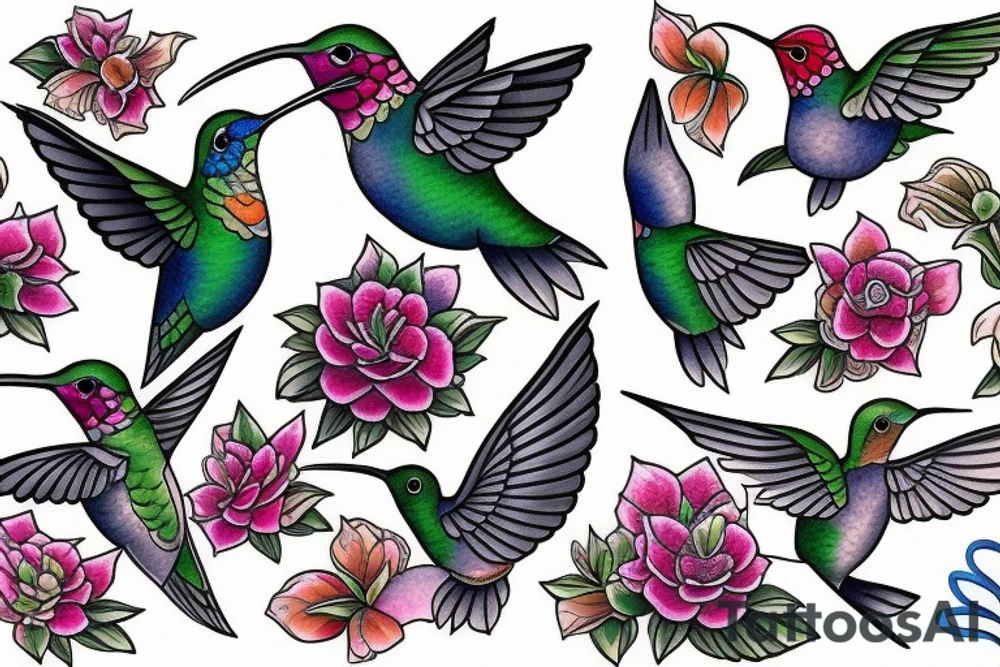waterlcolour hummingbird tattoo idea