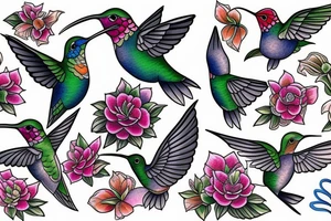 waterlcolour hummingbird tattoo idea