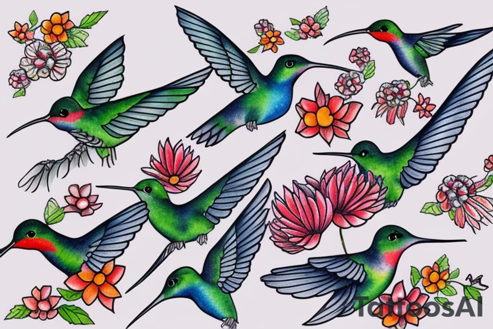 waterlcolour hummingbird tattoo idea