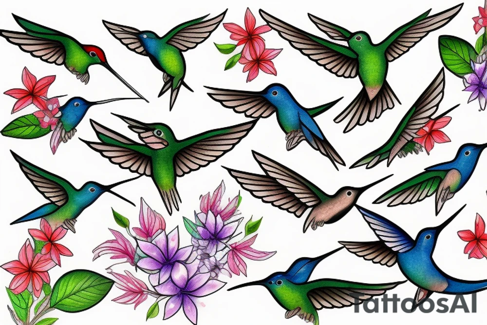 waterlcolour hummingbird tattoo idea