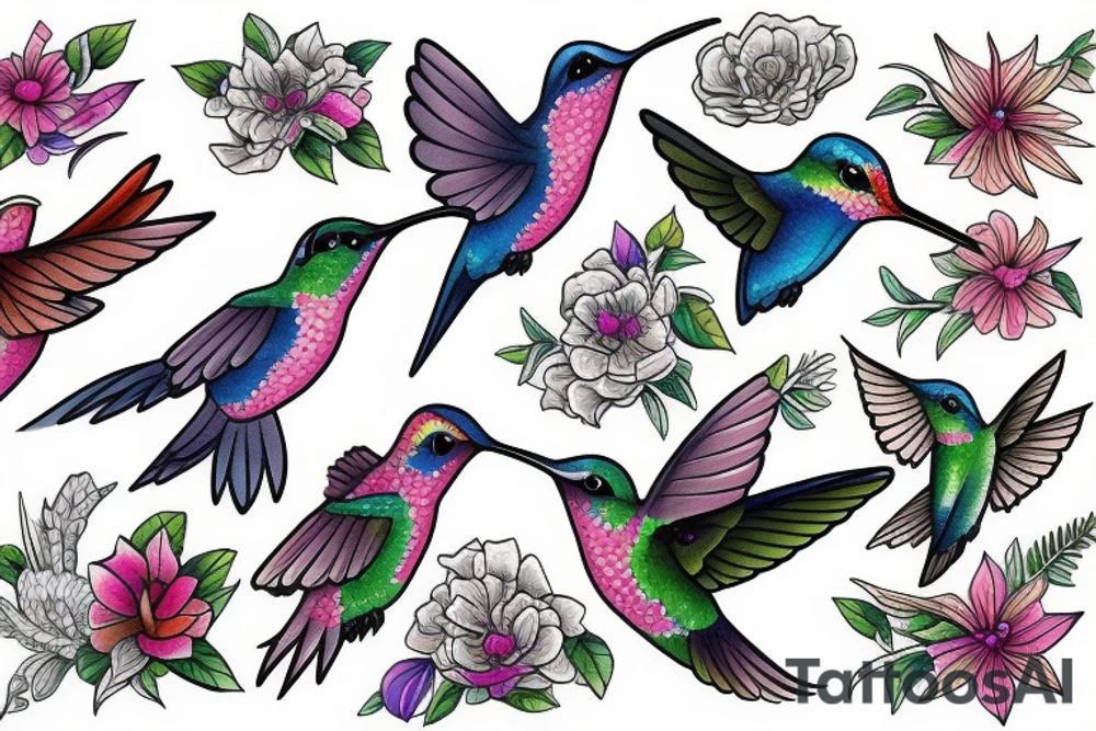 waterlcolour hummingbird tattoo idea