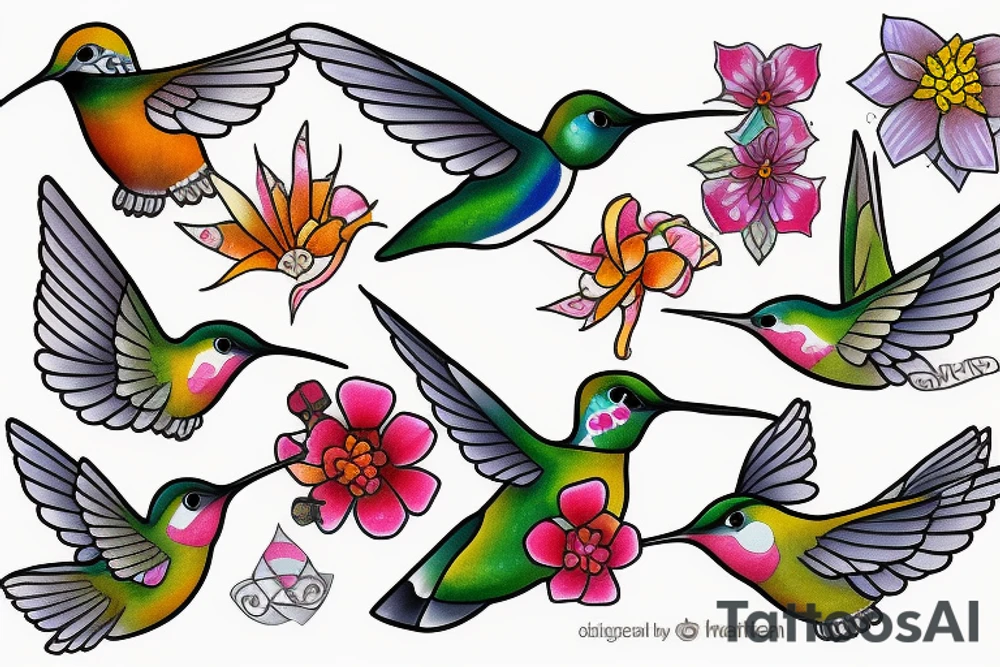 waterlcolour hummingbird tattoo idea