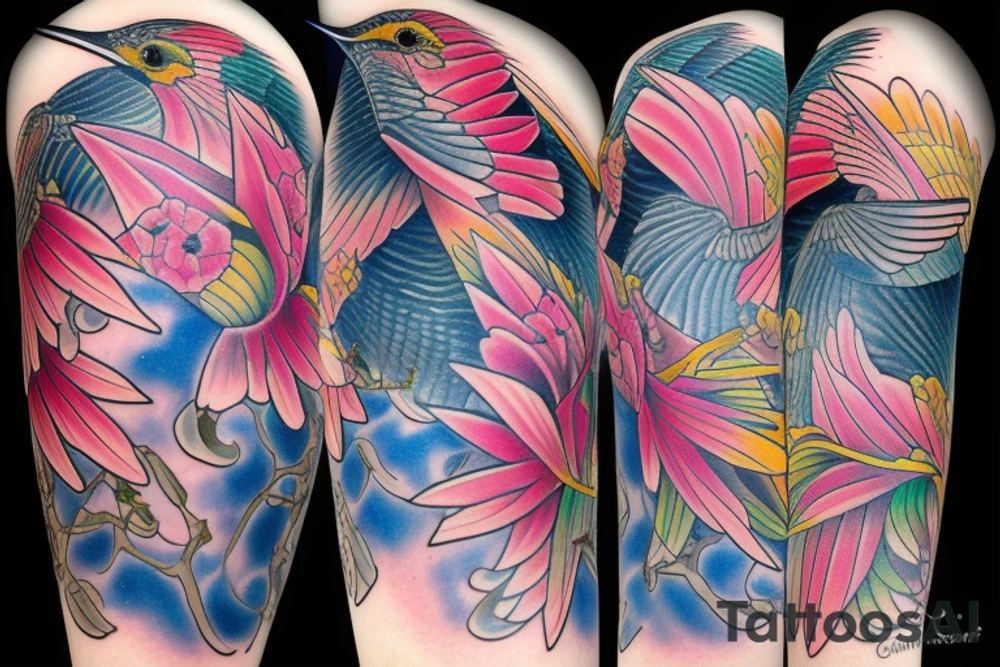 waterlcolour hummingbird tattoo idea