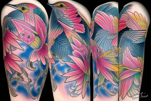 waterlcolour hummingbird tattoo idea