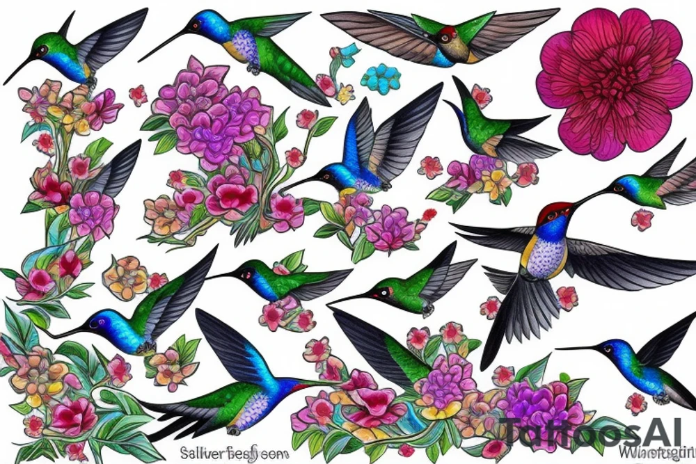 waterlcolour hummingbird tattoo idea