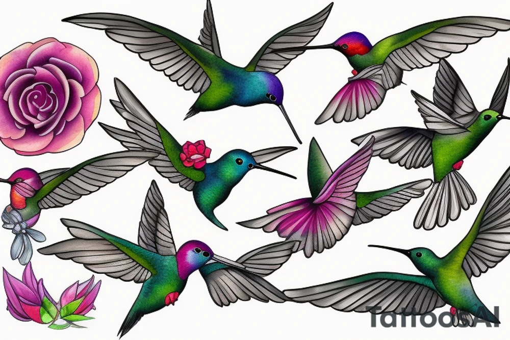 watercolour hummingbird tattoo idea