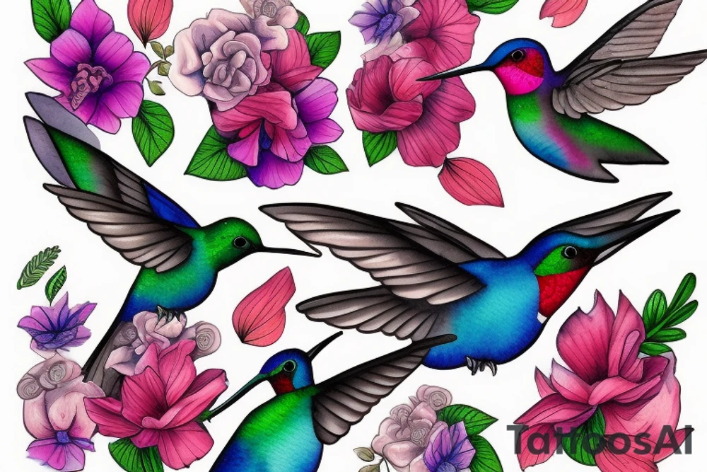 watercolour hummingbird tattoo idea