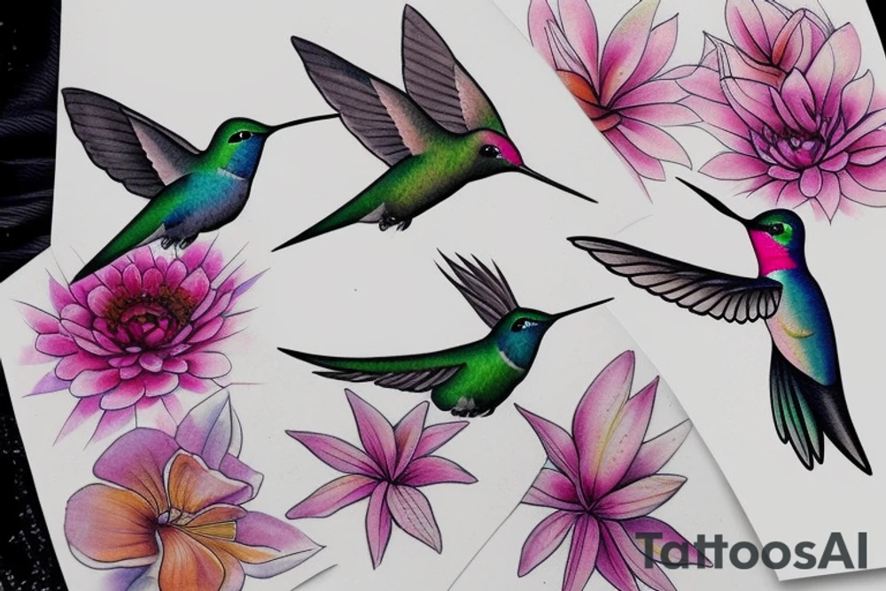 watercolour hummingbird tattoo idea