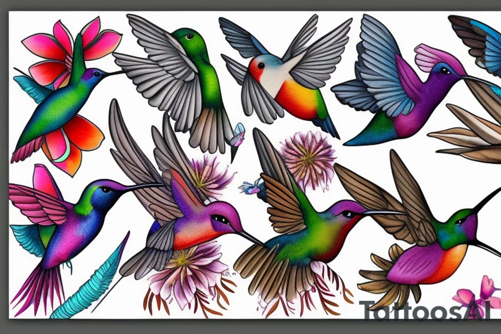 watercolour hummingbird tattoo idea