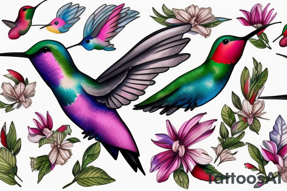 watercolour hummingbird tattoo idea