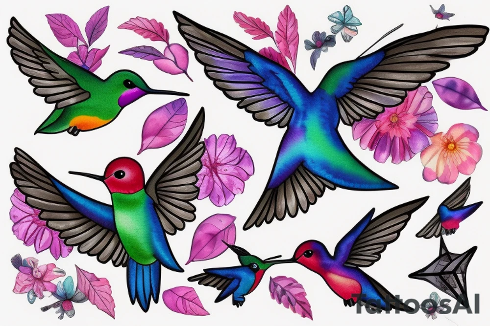 watercolour hummingbird tattoo idea