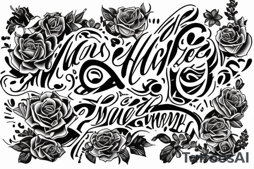 Two words. Cameron and Josephine. Most of each word should touch the other word. tattoo idea