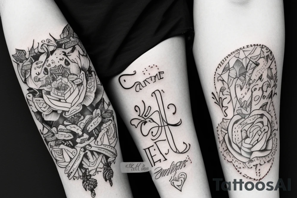 Cameron and Josephine. Most of each word should touch the other word. tattoo idea