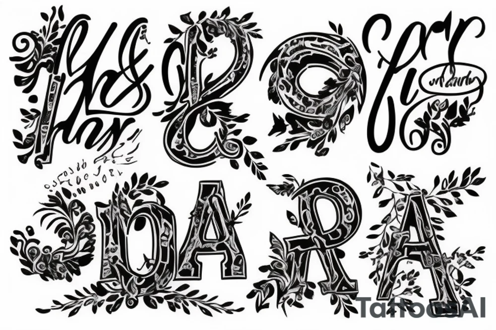 Cameron and Josephine. Most of each word should touch the other word. tattoo idea