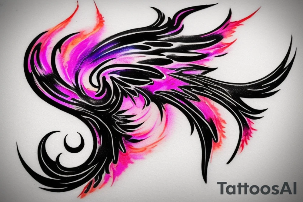 Illenium's logo in black with pink, 
watercoler as flames tattoo idea