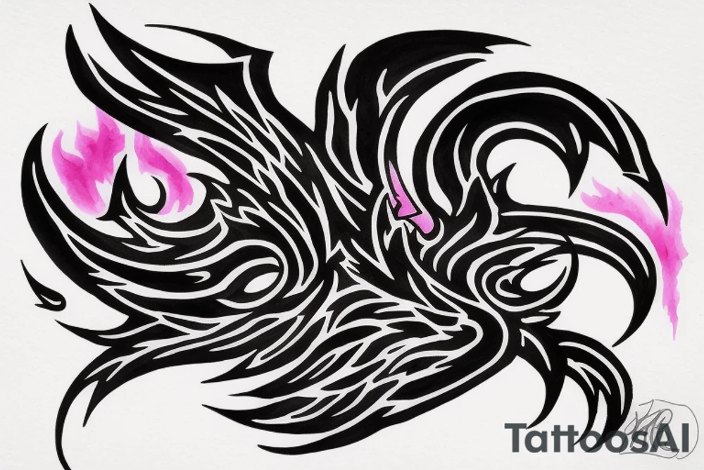 Illenium's logo in black with pink, 
watercoler as flames tattoo idea