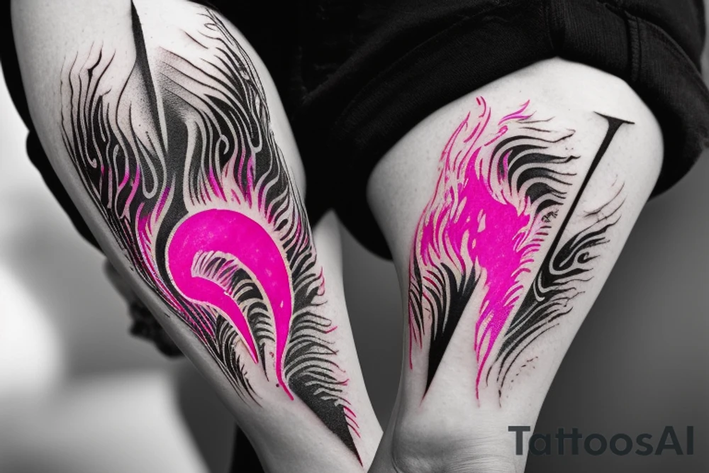 Illenium's logo in black with pink, 
watercoler as flames tattoo idea