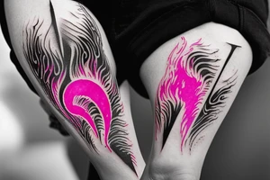 Illenium's logo in black with pink, 
watercoler as flames tattoo idea