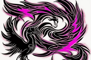 Illenium's logo in black with pink, 
watercoler as flames tattoo idea