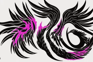 Illenium's specific phoenix logo in black with pink watercolor as flames tattoo idea