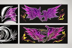 Illenium's specific logo in black with pink and yellow flames tattoo idea