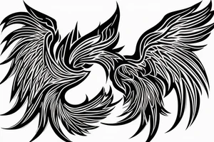 Illenium's specific simple phoenix logo in black with pink flames tattoo idea