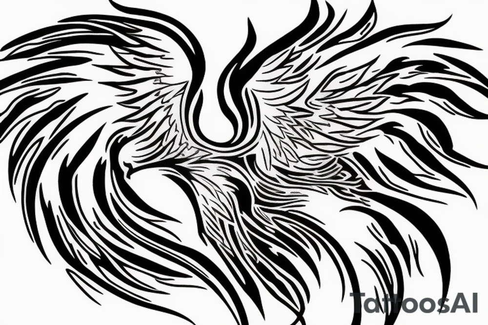 Illenium's specific simple phoenix logo in black with pink flames tattoo idea