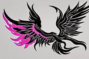 Illenium's specific simple phoenix logo in black with pink flames tattoo idea
