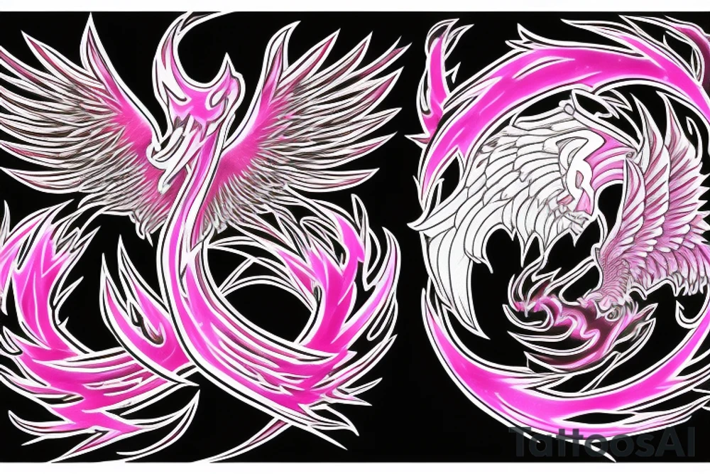 Illenium's specific simple triumphant phoenix logo in black with pink flames tattoo idea