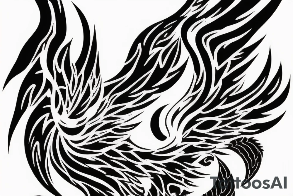 Illenium's specific simple triumphant phoenix logo in black with pink flames tattoo idea