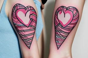 An anatomical heart that looks like it is melting in an ice cream cone that has thermal coloring tattoo idea