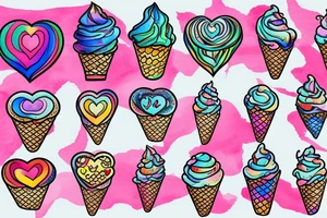 A realistic looking heart that is sitting on top of an ice cream cone that looks like it is melting and has psychedelic coloring tattoo idea