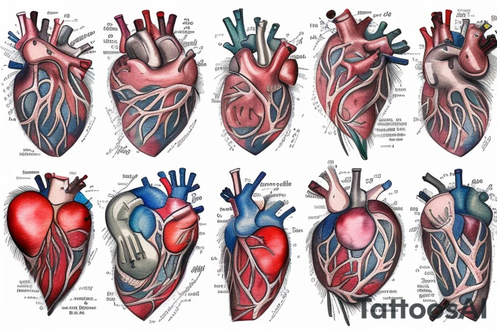 an anatomical heart that is melting tattoo idea