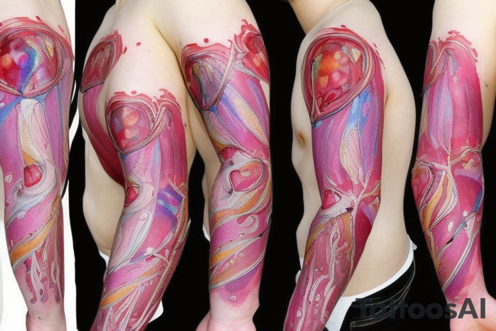 an anatomical heart that looks like its melting like ice cream tattoo idea