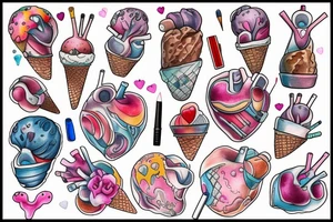 an anatomical heart that looks like its melting like ice cream tattoo idea
