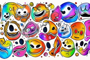 a melting smiley face with psychedelic colors tattoo idea