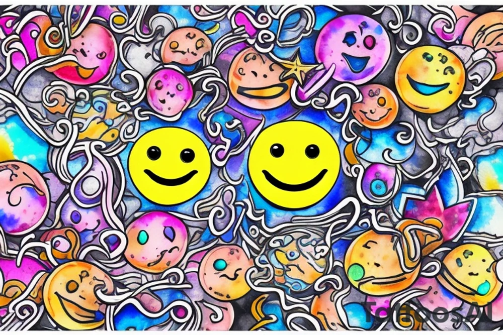 a melting smiley face with psychedelic colors tattoo idea