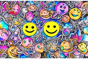 a melting smiley face with psychedelic colors tattoo idea