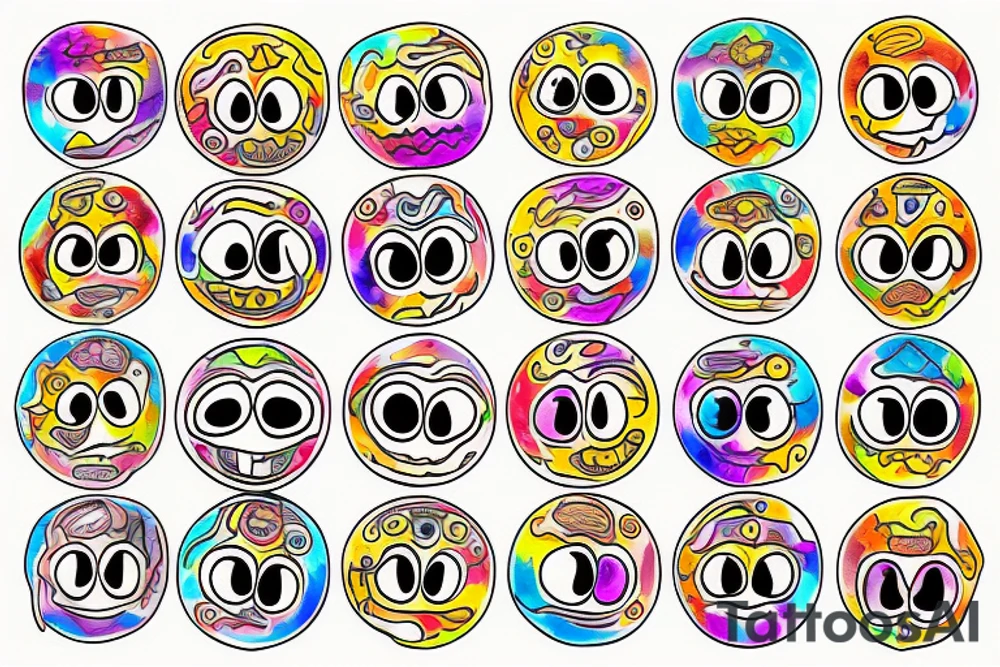 a melting smiley face with psychedelic colors tattoo idea