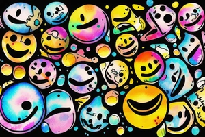 a melting smiley face with psychedelic colors tattoo idea