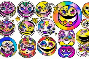 a melting smiley face with psychedelic colors tattoo idea