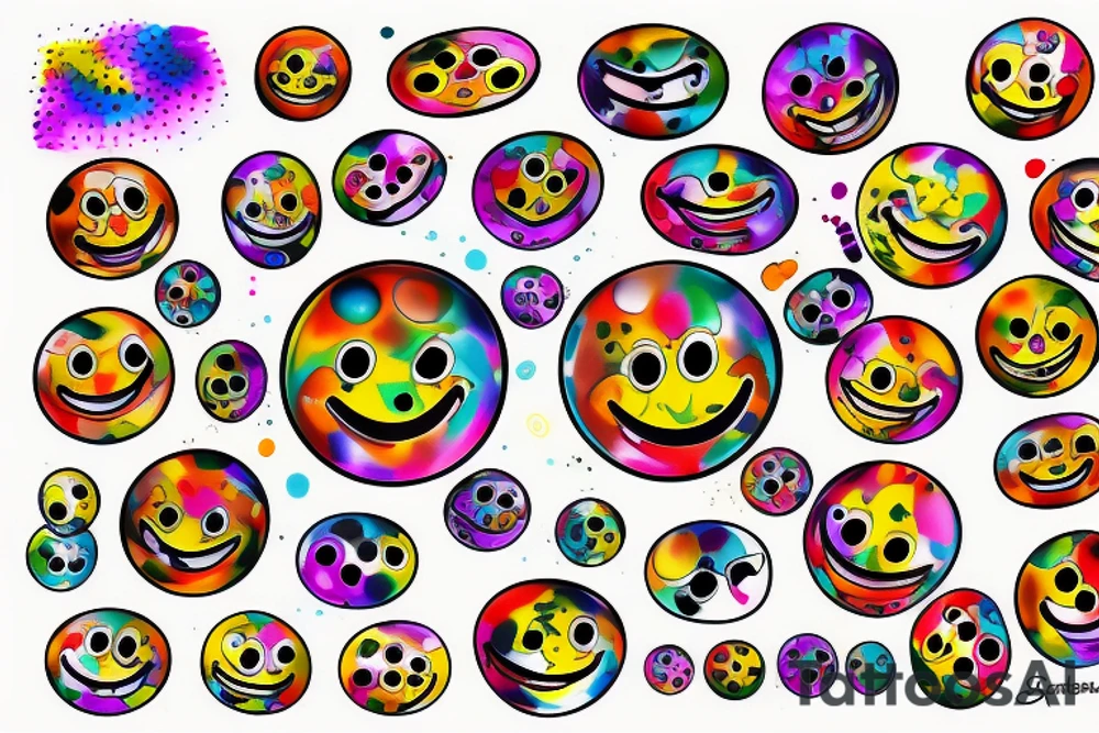 a melting smiley face with psychedelic colors tattoo idea