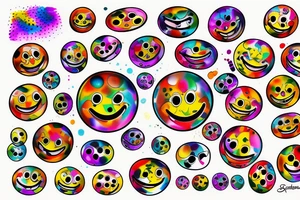 a melting smiley face with psychedelic colors tattoo idea