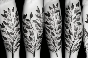 branch of leafs and butterflies tattoo idea