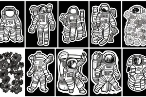 Astronaut in a spacesuit, but instead of the head, there should be a bouquet made out of different flowers. tattoo idea