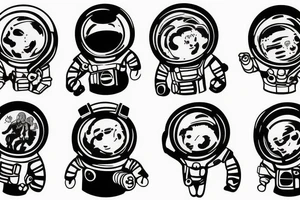 Astronaut in a spacesuit, but instead of the head, there should be a bouquet made out of different flowers. tattoo idea
