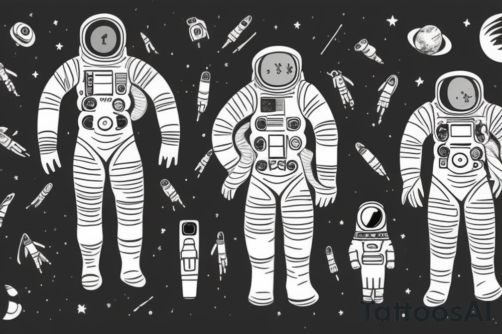 Full body astronaut in a spacesuit. tattoo idea