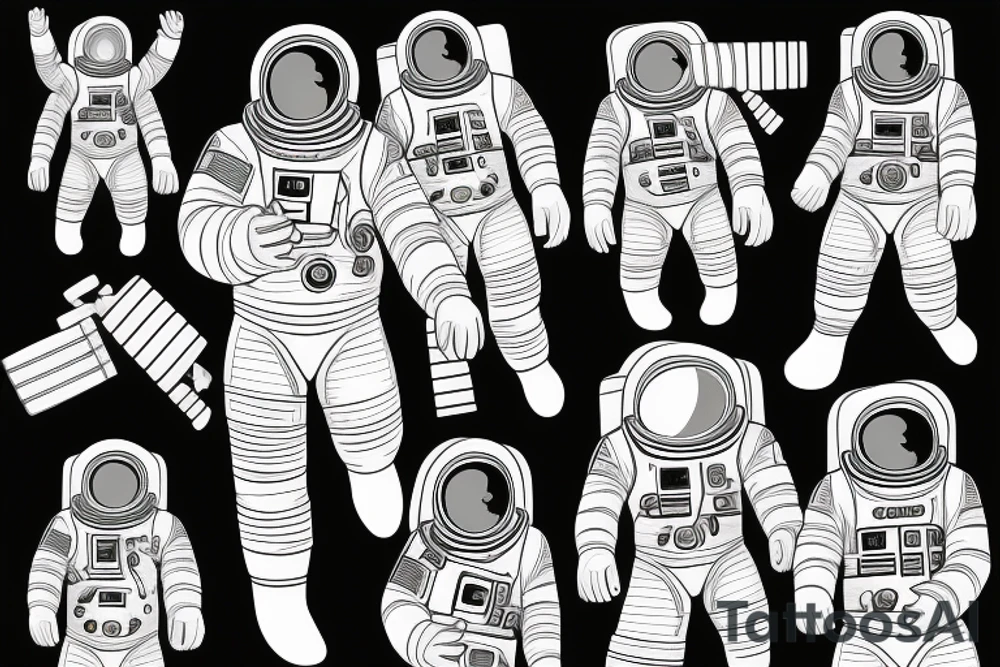 Full body astronaut in a spacesuit. tattoo idea