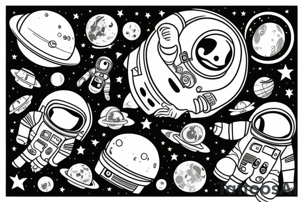 Little astronaut in a spacesuit. tattoo idea